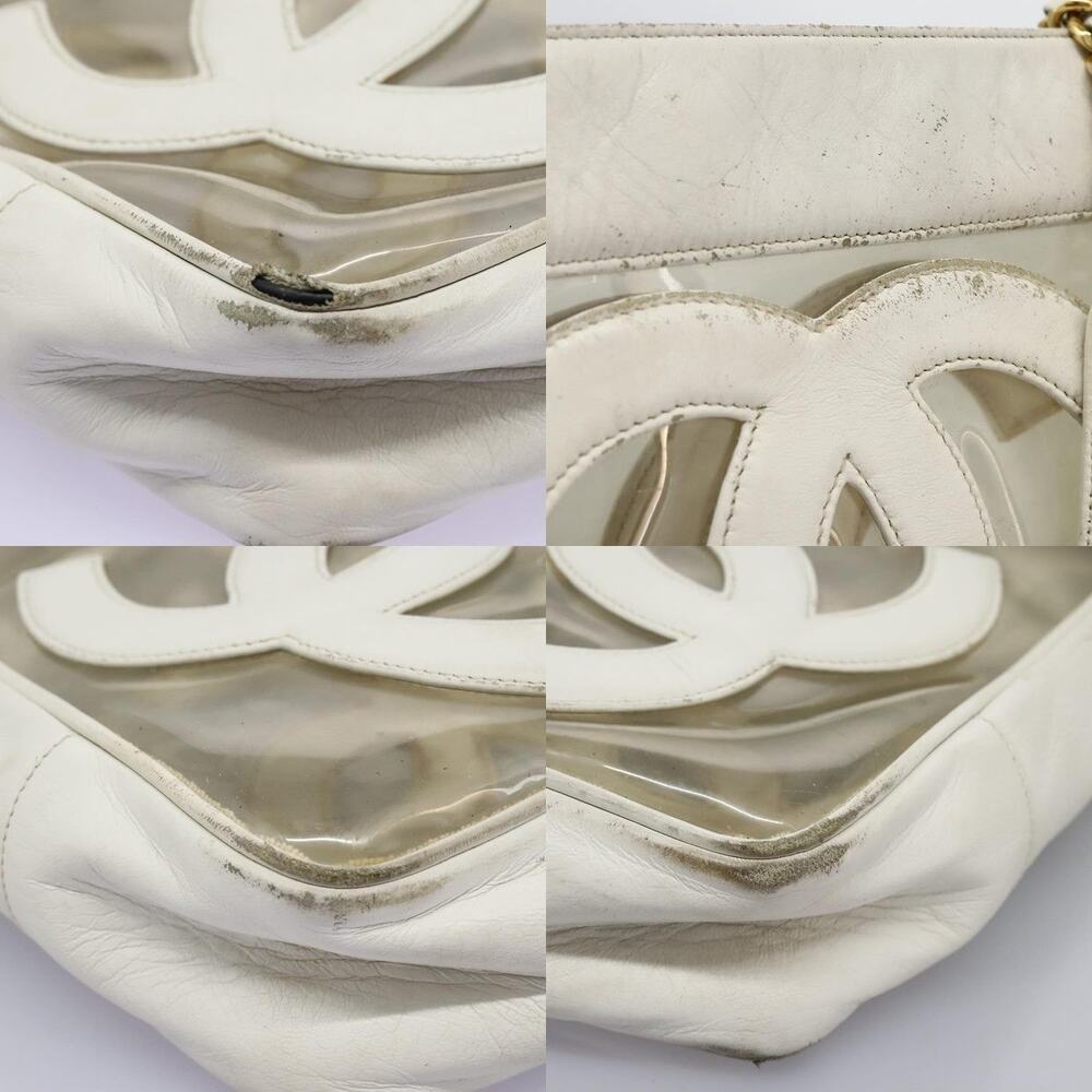 Chanel Vinyl Triple Coco Chain Tote Bag White Gold - Picture 6 of 14